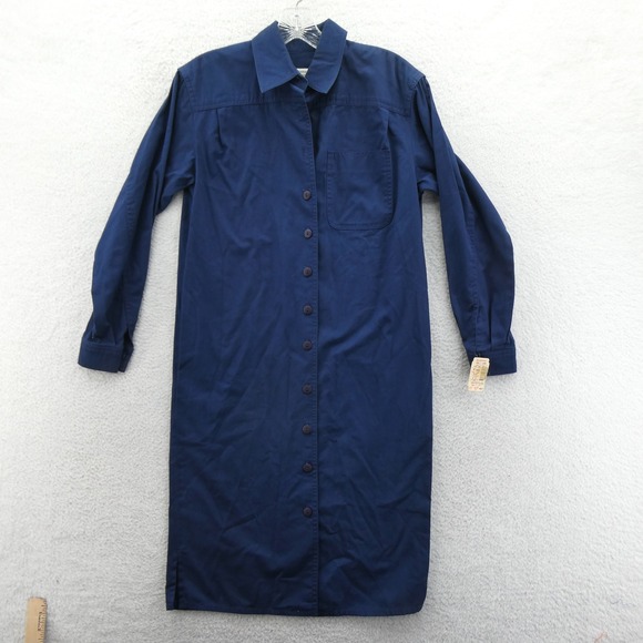 Liz Claiborne Dresses & Skirts - Liz Claiborne Dress Womens Size 2 Petite Vintage 1991 Navy Blue Cotton Button Up